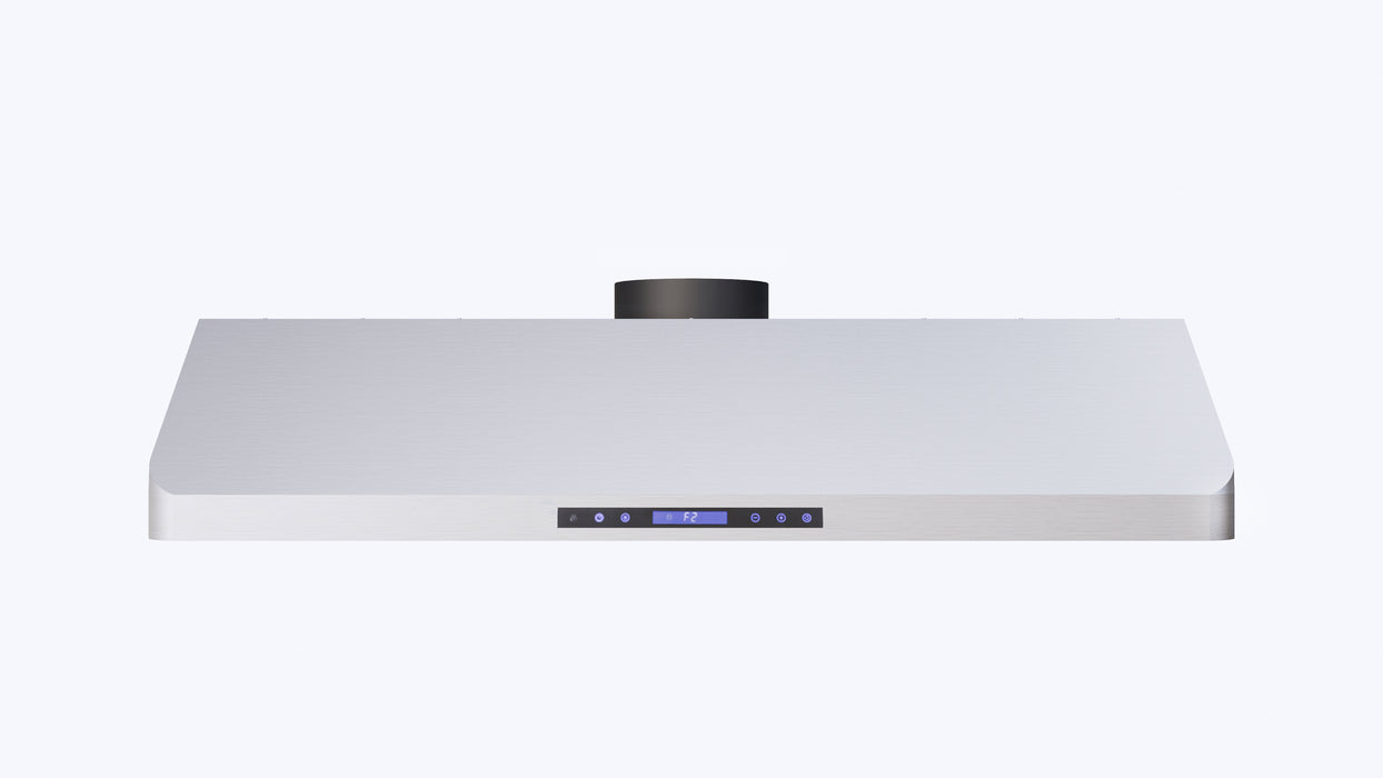 Stainless steel slanted extractor hood, 1200mm wide, with LED lighting and filter assembly view 6