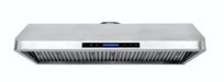 Stainless steel slanted extractor hood, 1200mm wide, with LED lighting and filter assembly