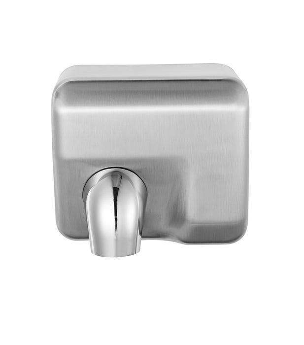 Combisteel HD-04 silver stainless steel hand dryer mounted on white background view 3