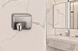 Combisteel HD-04 silver stainless steel hand dryer mounted on white background view 5