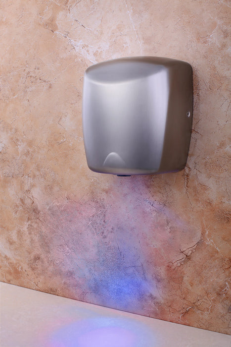 Combisteel HD-15 silver stainless steel hand dryer, wall mounted unit view 4