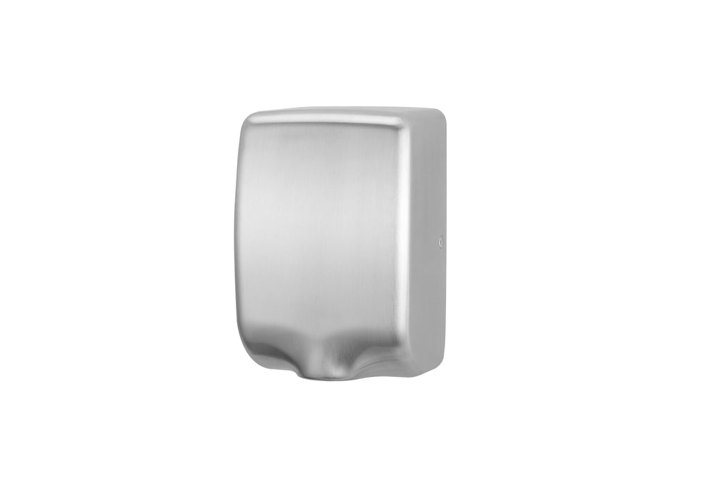Silver stainless steel hand dryer unit with sensor activation