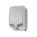 Silver stainless steel hand dryer unit with sensor activation view 3