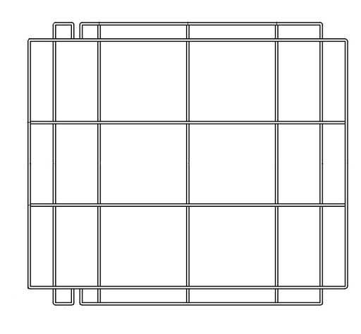 Stainless steel bottom grid for commercial dishwasher, flat rectangular design