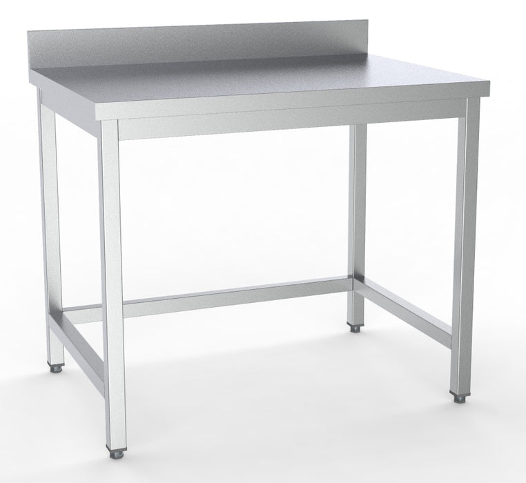Stainless steel open frame worktable with adjustable legs, 700mm width and depth