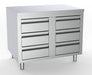 Stainless steel worktable with six drawers, 1000mm wide