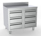 Stainless steel worktable with six drawers and upstand, 1000mm wide