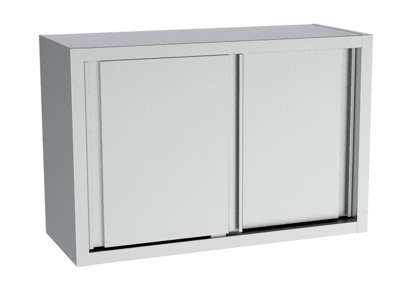 Stainless steel sliding door unit, 2000mm wide, for commercial wall cupboard storage