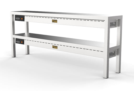 Stainless steel two-tier heated overshelf with ceramic heating elements