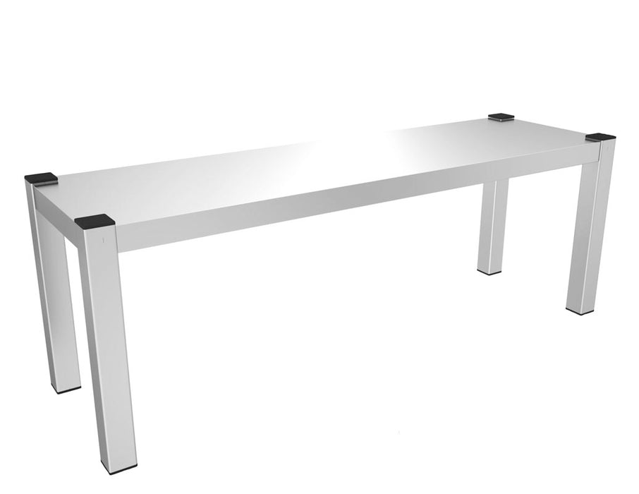 Stainless steel single-level overshelf, 1200mm wide, flat packed unit.