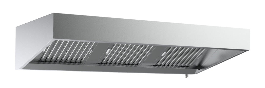 Stainless steel wall-mounted slanted extractor hood, 1200mm wide