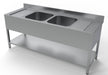 Stainless steel sink unit with 500mm bowl and lower shelf, 2000mm wide