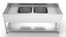 Stainless steel sink unit with 500mm bowl and lower shelf, 2000mm wide view 2