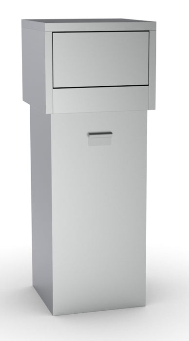 Tall stainless steel waste bin with 80 litre capacity
