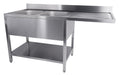 Stainless steel sink unit with single bowl and bottom shelf storage, flat packed.
