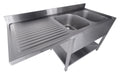 Stainless steel sink unit with bottom shelf, right-hand sink position, flat pack. view 2