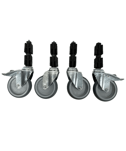 Four castor wheels set for commercial kitchen table mobility