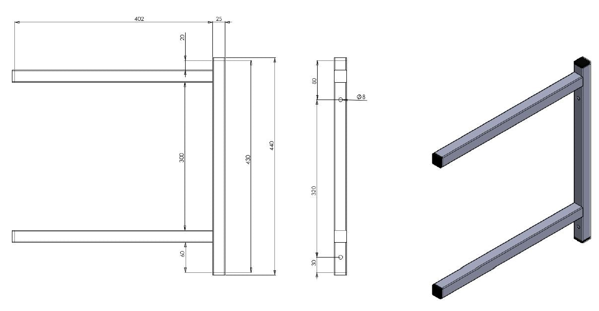 Stainless steel double bracket for wall mounted shelving installation view 2