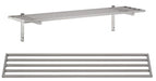 Stainless steel tube wall shelf with mounting brackets, 1400mm width