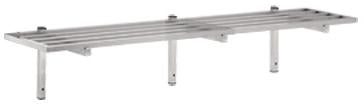Stainless steel tube wall shelf with mounting brackets, 2000mm wide