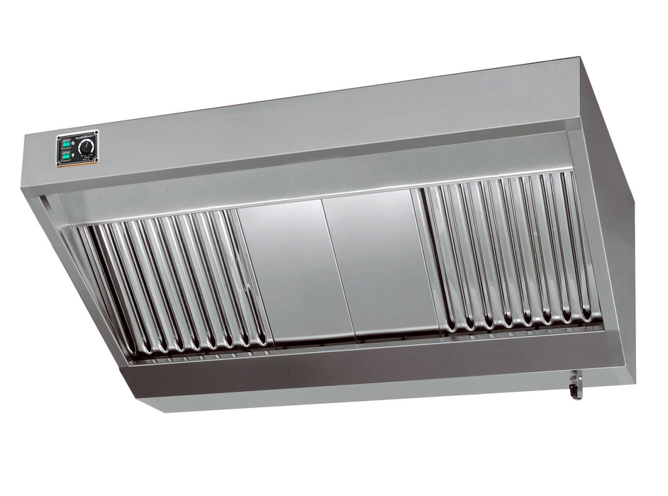 Stainless steel wall-mounted extractor hood with dual filters