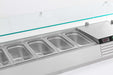 Stainless steel refrigerated countertop with ten 1/4 GN container capacity and long service bars view 2