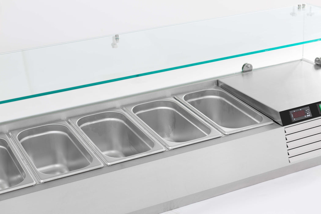 Stainless steel countertop refrigerated prep unit with eight 1/3 GN container capacity view 2