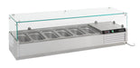 Stainless steel undercounter refrigerated prep unit with GN container access from above.
