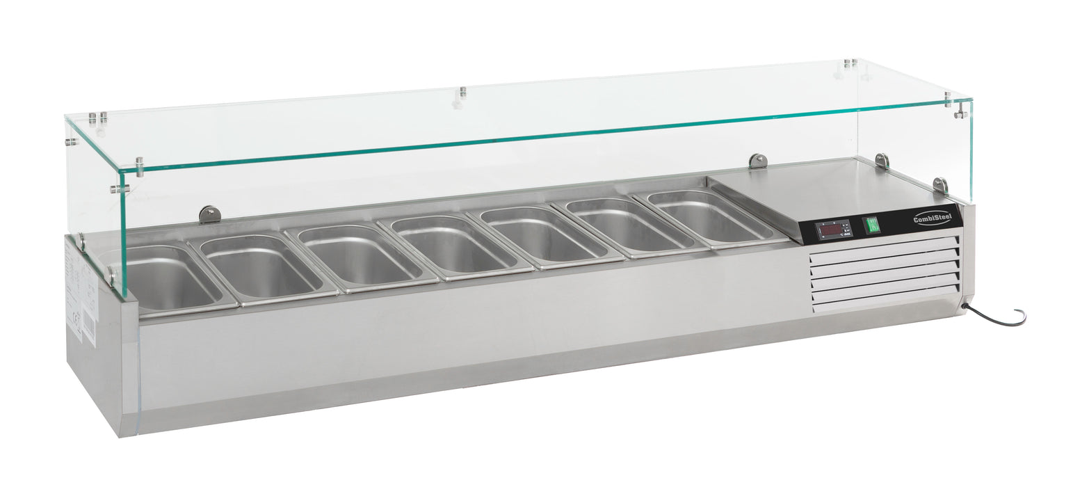 Stainless steel refrigerated countertop unit with GN container inserts