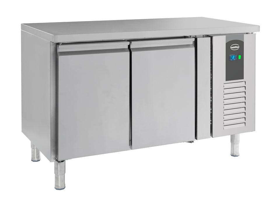Stainless steel 2 door undercounter freezer with digital temperature controls