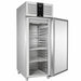 Stainless steel single door upright refrigerator with digital display panel view 2