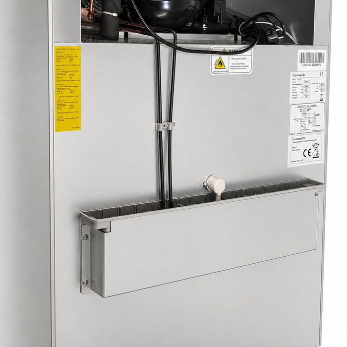 Stainless steel single door upright refrigerator with digital display panel view 6