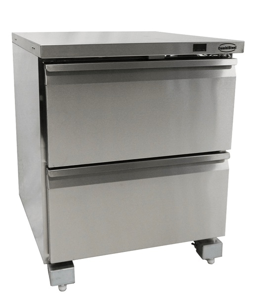 Stainless steel 2 drawer counter freezer with digital display panel view 2
