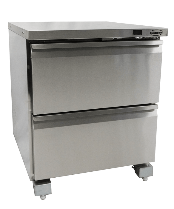 Stainless steel 2 drawer counter freezer with digital display panel view 2