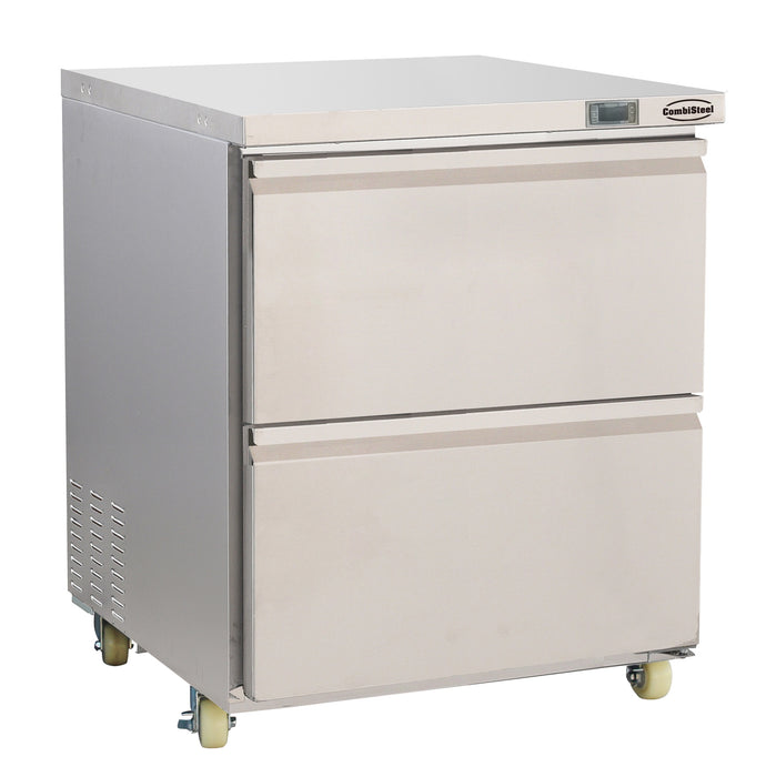 Stainless steel 2 drawer counter freezer with digital display panel