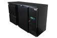 Black undercounter backbar fridge with one solid door and two pull-out drawers view 3