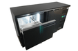 Black undercounter backbar fridge with one solid door and two pull-out drawers view 6