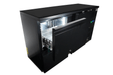 Black undercounter backbar fridge with one solid door and two pull-out drawers view 4
