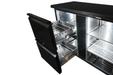 Black Combisteel backbar counter fridge with 3 solid doors and 2 drawers view 4