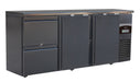 Black Combisteel backbar counter fridge with 2 doors and 2 drawers