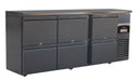 Black freestanding 6 drawer undercounter refrigerator with stainless steel interior