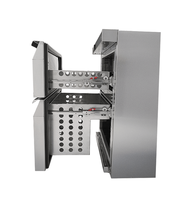 Stainless steel tabletop refrigerator with two pull-out drawers view 3