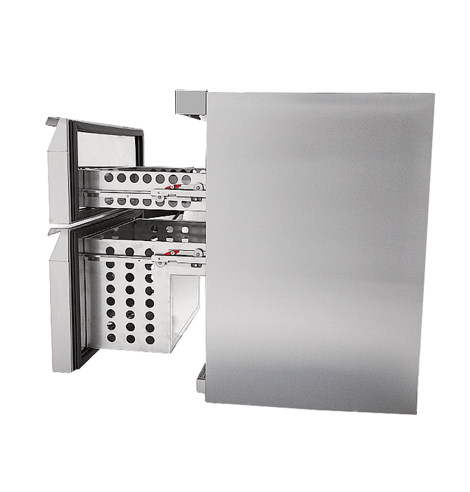 Stainless steel tabletop refrigerator with two pull-out drawers view 4