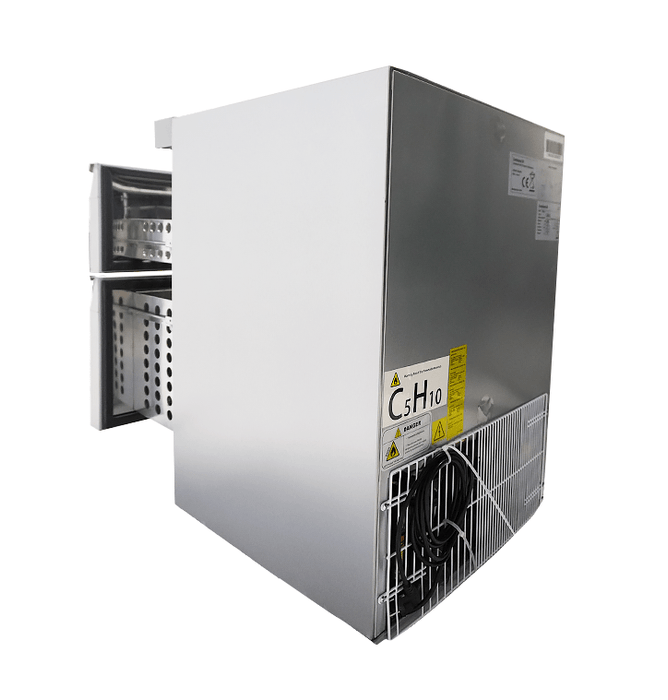 Stainless steel tabletop refrigerator with two pull-out drawers view 5