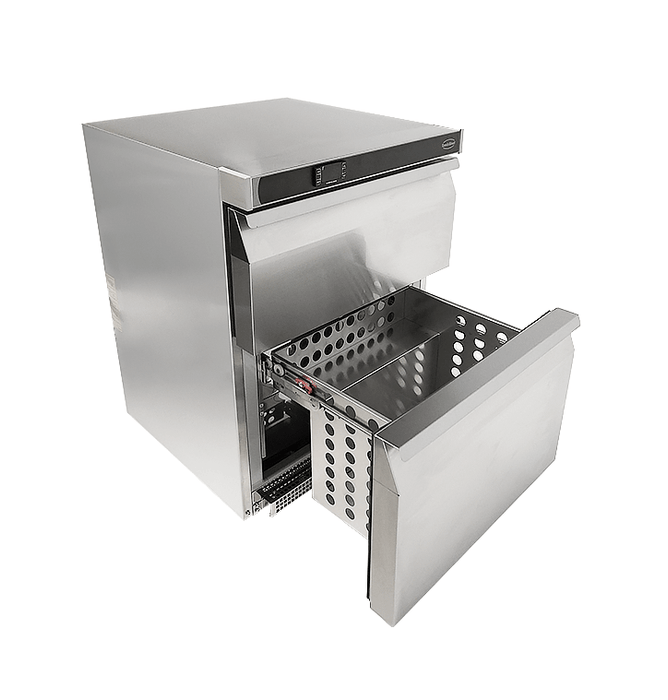 Stainless steel tabletop refrigerator with two pull-out drawers view 6