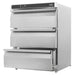 Stainless steel three drawer undercounter refrigerator with digital display view 2