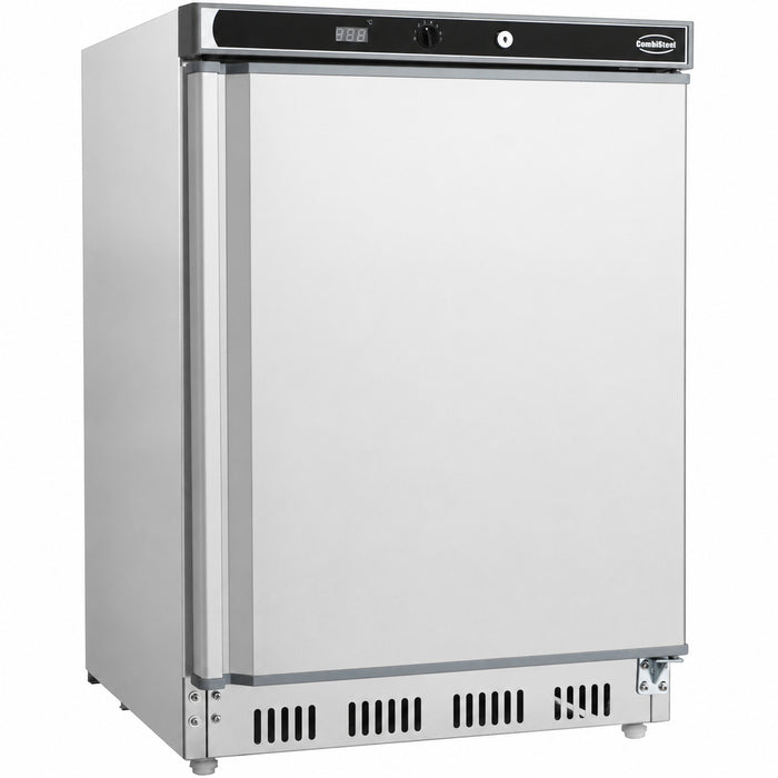 Stainless steel single door tabletop refrigerator with right-hand hinge door