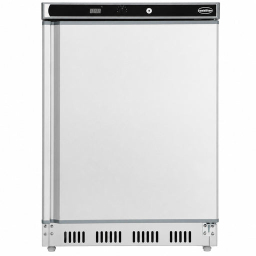 Stainless steel single door tabletop refrigerator with right-hand hinge door view 2