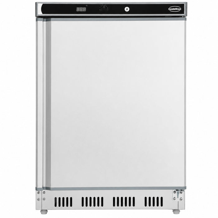 Stainless steel single door tabletop refrigerator with right-hand hinge door view 2