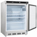 Stainless steel single door tabletop refrigerator with right-hand hinge door view 3